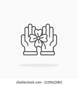 Icono de la línea de la mano del amante. Actrazo editable y píxel perfecto.