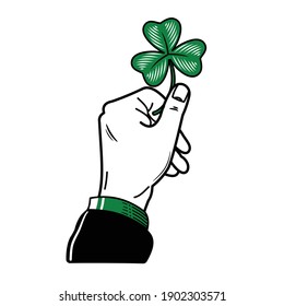 Clover in hand Vector illustration