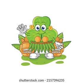 the clover hawaiian waving character. cartoon mascot vector