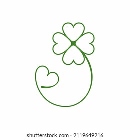 clover and heart icon. emblem with lucky clover. st patrick's day decor