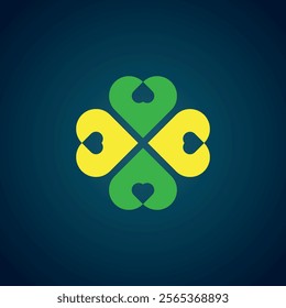 Clover heart logo design. Clover leaf logo illustration vector flat design