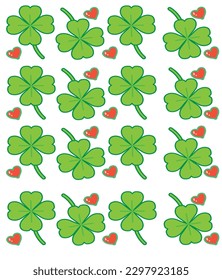 Clover and heart pattern vivid style.