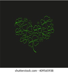 Clover  heart-shaped St. Patrick's Day logo, template, 
vector, illustration,  cover, card 