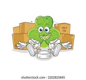 the clover homeless character. cartoon mascot vector