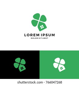 clover house home leaf four logo vector download