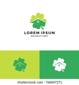 Clover House Home Leaf Four Logo Vector Download