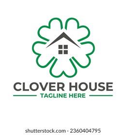 clover with house or home simple flat design