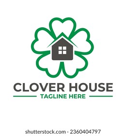 clover with house or home simple flat design