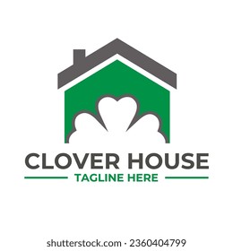 clover with house or home simple flat design