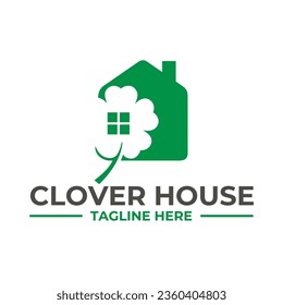 clover with house or home simple flat design