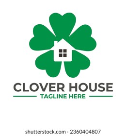 clover with house or home simple flat design