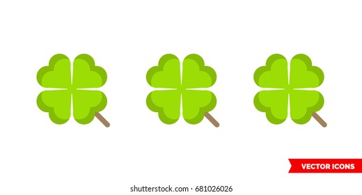 Clover icon of 3 types: color, black and white, outline. Isolated vector sign symbol.