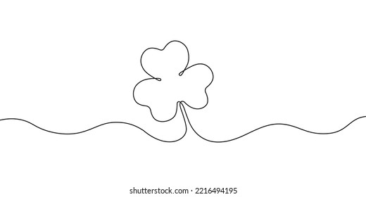 Clover icon. Continuous line. Vector illustration. Irish symbol of Saint Patrick Day