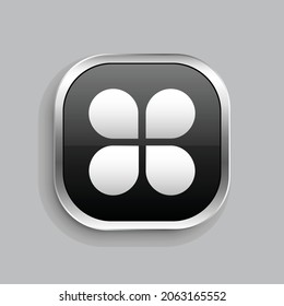 clover icon design. Glossy Button style rounded rectangle isolated on gray background.. Vector illustration