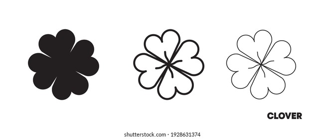 Clover icon design. Happy St. Patrick's day. Editable icon illustration and silhouette design. Vector illustration isolated on white background.