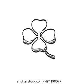 Clover icon in doodle sketch lines. Nature plant green saint Patrick symbol