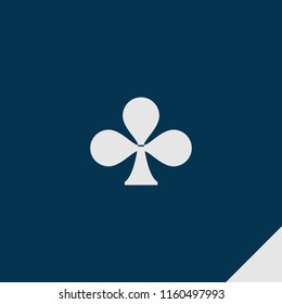 Clover icon. emblem isolated on dark blue background. clover icon in filled style for graphic and web design, logo, ui/ux design