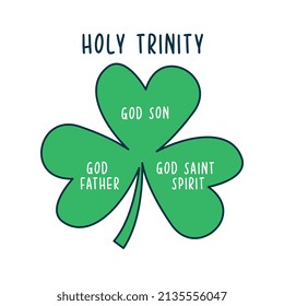 clover icon with explanation of the holy trinity . vector illustration