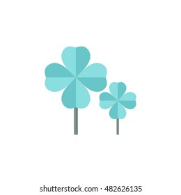 Clover icon in flat color style. Nature plant green saint Patrick symbol