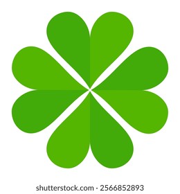 Clover icon in flat style. Four sided clover leaf logo. Green clover leaf symbol. Clover leaf motif, vector in flat style.