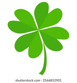 Clover icon in flat style. Four sided clover leaf logo. Green clover leaf symbol. Clover leaf motif, vector in flat style.