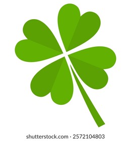 Clover icon in flat style. Four sided clover leaf logo. Green clover leaf symbol. Clover leaf motif, vector in flat style.