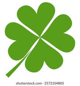 Clover icon in flat style. Four sided clover leaf logo. Green clover leaf symbol. Clover leaf motif, vector in flat style.