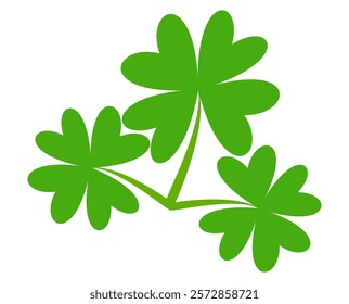 Clover icon in flat style. Four sided clover leaf logo. Green clover leaf symbol. Clover leaf motif, vector in flat style.