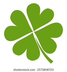 Clover icon in flat style. Four sided clover leaf logo. Green clover leaf symbol. Clover leaf motif, vector in flat style.