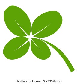 Clover icon in flat style. Four sided clover leaf logo. Green clover leaf symbol. Clover leaf motif, vector in flat style.