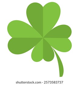 Clover icon in flat style. Four sided clover leaf logo. Green clover leaf symbol. Clover leaf motif, vector in flat style.