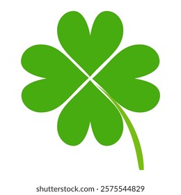 Clover icon in flat style. Four sided clover leaf logo. Green clover leaf symbol. Clover leaf motif, vector in flat style.