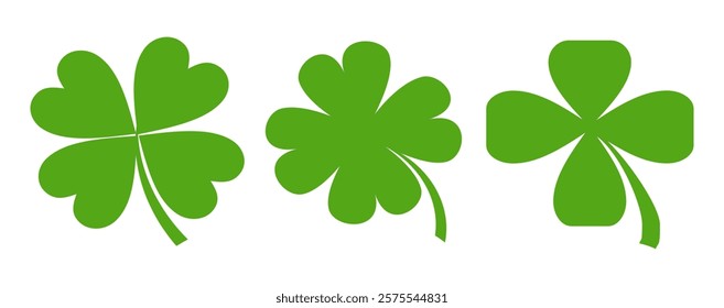 Clover icon in flat style. Four sided clover leaf logo. Green clover leaf symbol. Clover leaf motif, vector in flat style.