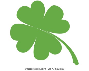 Clover icon in flat style. Four sided clover leaf logo. Green clover leaf symbol. Clover leaf motif, vector in flat style.