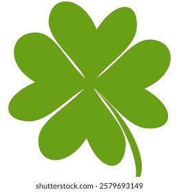 Clover icon in flat style. Four sided clover leaf logo. Green clover leaf symbol. Clover leaf motif, vector in flat style.