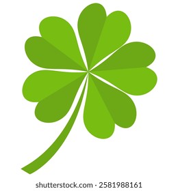 Clover icon in flat style. Four sided clover leaf logo. Green clover leaf symbol. Clover leaf motif, vector in flat style.