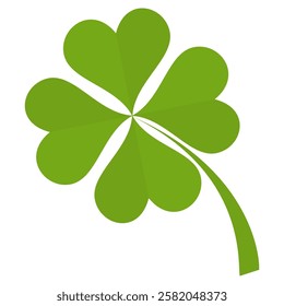 Clover icon in flat style. Four sided clover leaf logo. Green clover leaf symbol. Clover leaf motif, vector in flat style.