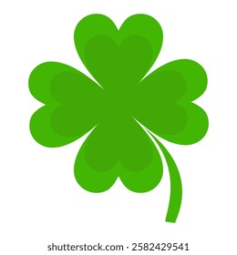 Clover icon in flat style. Four sided clover leaf logo. Green clover leaf symbol. Clover leaf motif, vector in flat style.