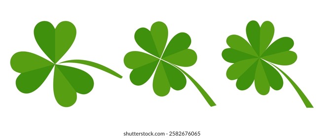 Clover icon in flat style. Four sided clover leaf logo. Green clover leaf symbol. Clover leaf motif, vector in flat style.