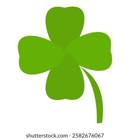 Clover icon in flat style. Four sided clover leaf logo. Green clover leaf symbol. Clover leaf motif, vector in flat style.