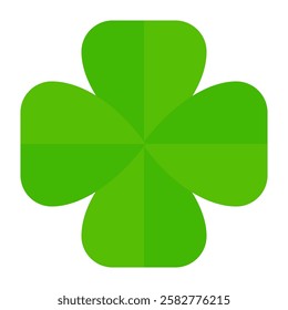 Clover icon in flat style. Four sided clover leaf logo. Green clover leaf symbol. Clover leaf motif, vector in flat style.