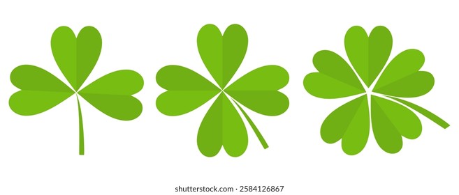 Clover icon in flat style. Four sided clover leaf logo. Green clover leaf symbol. Clover leaf motif, vector in flat style.