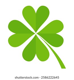 Clover icon in flat style. Four sided clover leaf logo. Green clover leaf symbol. Clover leaf motif, vector in flat style.