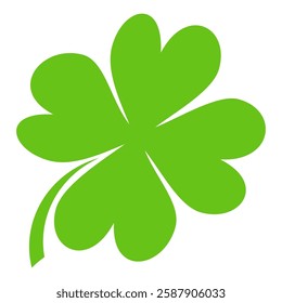 Clover icon in flat style. Four sided clover leaf logo. Green clover leaf symbol. Clover leaf motif, vector in flat style