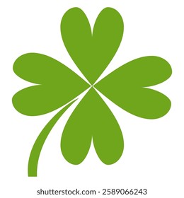 Clover icon in flat style. Four sided clover leaf logo. Green clover leaf symbol. Clover leaf motif, vector in flat style