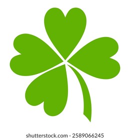 Clover icon in flat style. Four sided clover leaf logo. Green clover leaf symbol. Clover leaf motif, vector in flat style