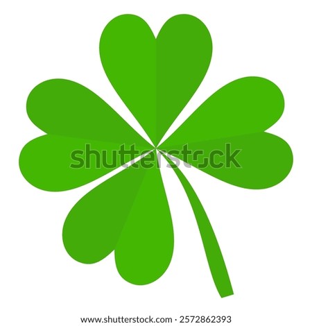 Clover icon in flat style. Four sided clover leaf logo. Green clover leaf symbol. Clover leaf motif, vector in flat style.