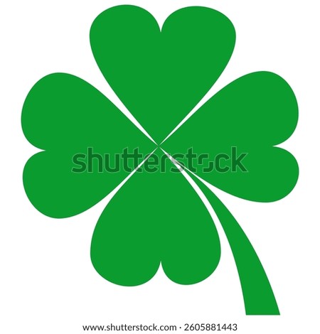 Clover icon in flat style. Four sided clover leaf logo. Green clover leaf symbol. Clover leaf motif, vector in flat style