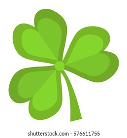 Clover, icon flat style. St. Patrick s Day symbol. Isolated on white background. Vector illustration