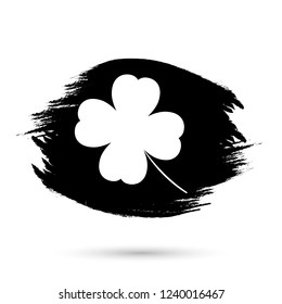 Clover icon, graphic design template, grunge brush, St Patricks Day symbol, vector illustration